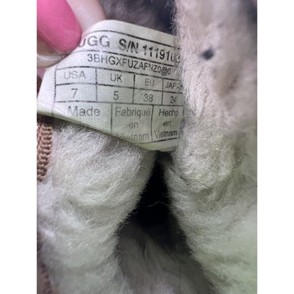 Ugg Classic Mini II Print Boots Mens Size 7 Brown Chestnut Suede Sheepskin Y2K - Picture 9 of 11